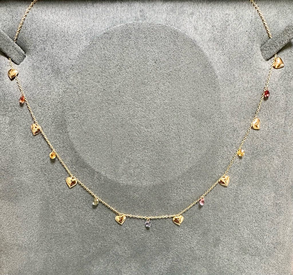Rainbow Sapphires and Heart Necklace - Custom