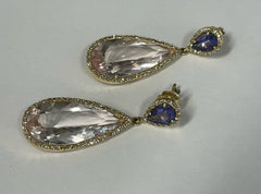 Morganite and Sapphire Earring