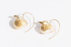 "Birds of a Feather" Golden Pearl Earrings