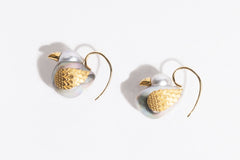 "Birds of a Feather" Grey Pearl Earrings