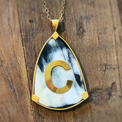 Fannie Custom Initial Pendant, Dark