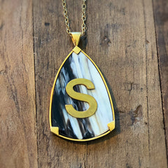 Fannie Custom Initial Pendant, Dark