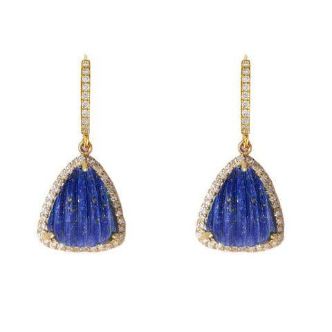 Carved Lapis Diamond Drops