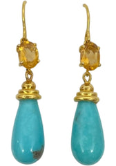 Citrine and Turquoise Earrings