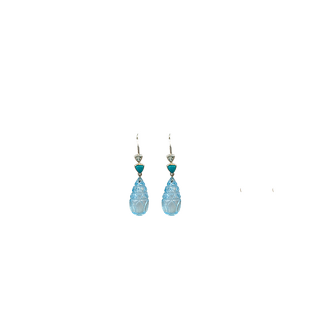 Carved Blue Topaz and Turquoise
