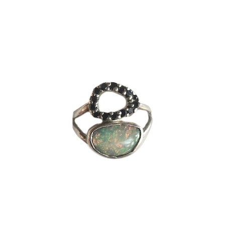 Black Diamond and Opal Ring